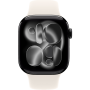 Apple Watch Series 11, 42mm, Aluminum Jet Black, Starlight Sport Band - S/M