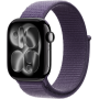 Apple Watch Series 11, 42mm, Aluminum Jet Black, Purple Fog Textile Sport Loop