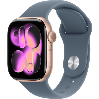 Apple Watch Series 11, 42mm, Aluminum Rose Gold, Anchor Blue Sport Band - M/L