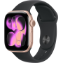 Apple Watch Series 11, 42mm, Aluminum Rose Gold, Black Sport Band - S/M