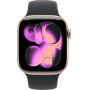 Apple Watch Series 11, 42mm, Aluminum Rose Gold, Black Sport Band - S/M