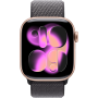 Apple Watch Series 11, 42mm, Aluminum Rose Gold, Dark Gray Textile Sport Loop