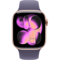 Apple Watch Series 11, 42mm, Aluminum Rose Gold, Purple Fog Sport Band - S/M