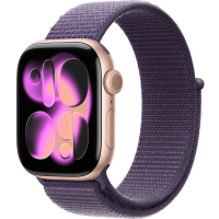 Apple Watch Series 11, 46mm, Aluminum Rose Gold, Purple Fog Textile Sport Loop