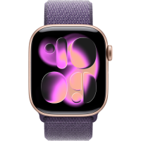 Apple Watch Series 11, 46mm, Aluminum Rose Gold, Purple Fog Textile Sport Loop