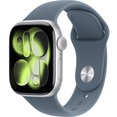 Apple Watch Series 11, 42mm, Aluminum Silver, Anchor Blue Sport Band - S/M