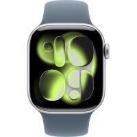 Apple Watch Series 11, 42mm, Aluminum Silver, Anchor Blue Sport Band - S/M