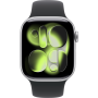 Apple Watch Series 11, 42mm, Aluminum Silver, Black Sport Band - S/M