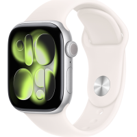 Apple Watch Series 11, 46mm, Aluminum Silver, Light Blush Sport Band - S/M