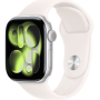 Apple Watch Series 11, 46mm, Aluminum Silver, Light Blush Sport Band - S/M