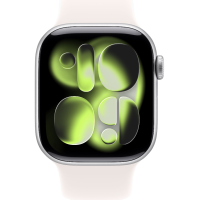 Apple Watch Series 11, 46mm, Aluminum Silver, Light Blush Sport Band - S/M
