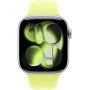 Apple Watch Series 11, 46mm, Aluminum Silver, Neon Yellow Sport Band - M/L