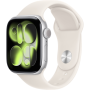 Apple Watch Series 11, 46mm, Aluminum Silver, Starlight Sport Band - S/M