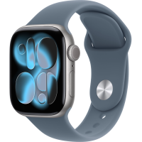 Apple Watch Series 11, 46mm, Aluminum Space Gray, Anchor Blue Sport Band - M/L