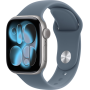 Apple Watch Series 11, 46mm, Aluminum Space Gray, Anchor Blue Sport Band - M/L