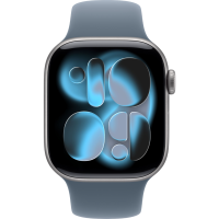 Apple Watch Series 11, 46mm, Aluminum Space Gray, Anchor Blue Sport Band - M/L