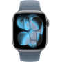 Apple Watch Series 11, 46mm, Aluminum Space Gray, Anchor Blue Sport Band - M/L
