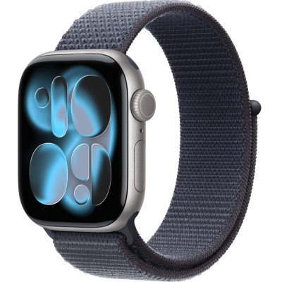Apple Watch Series 11, 42mm, Aluminum Space Gray, Anchor BlueTextile Sport Loop
