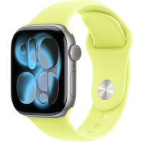 Apple Watch Series 11, 46mm, Aluminum Space Gray, Neon Yellow Sport Band - M/L