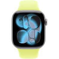 Apple Watch Series 11, 46mm, Aluminum Space Gray, Neon Yellow Sport Band - M/L