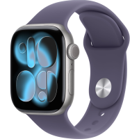 Apple Watch Series 11, 46mm, Aluminum Space Gray, Purple Fog Sport Band - M/L