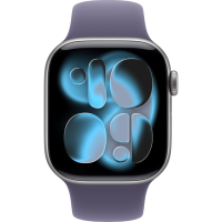 Apple Watch Series 11, 46mm, Aluminum Space Gray, Purple Fog Sport Band - M/L