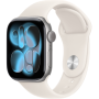 Apple Watch Series 11, 46mm, Aluminum Space Gray, Starlight Sport Band - S/M