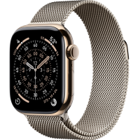 Apple Watch Series 11, 42mm, Gold Titanium Case, Natural Milanese Loop
