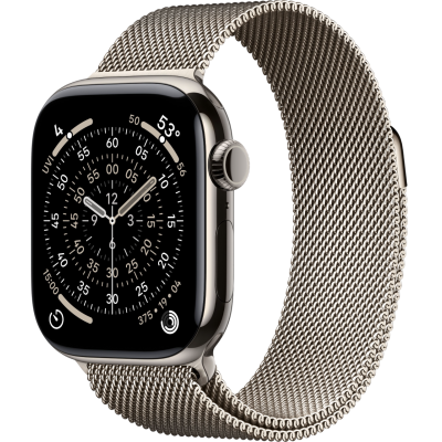 Apple Watch Series 11, 46mm, Natural Titanium Case, Natural Milanese Loop