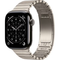 Apple Watch Series 11, GPS + Cellular, 42mm, Slate Titanium Case, Natural Link Bracelet