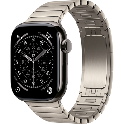 Apple Watch Series 11, GPS + Cellular, 42mm, Slate Titanium Case, Natural Link Bracelet