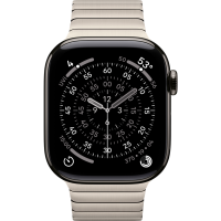Apple Watch Series 11, GPS + Cellular, 42mm, Slate Titanium Case, Natural Link Bracelet