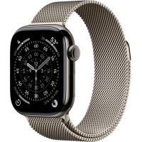 Apple Watch Series 11, 42mm, Slate Titanium Case, Natural Milanese Loop