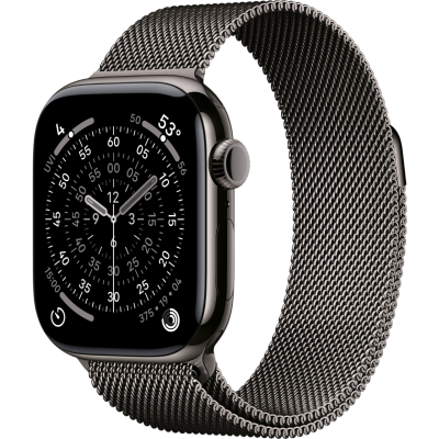 Apple Watch Series 11, 46mm, Slate Titanium Case, Slate Milanese Loop