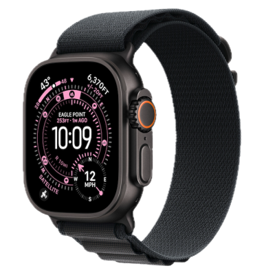 Apple Watch Ultra 3, 49mm, Black Titanium, Alpine Loop, Black - L