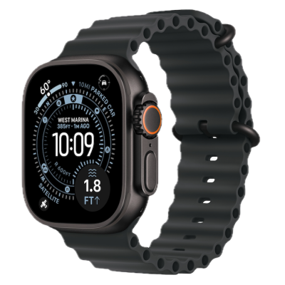 Apple Watch Ultra 3, 49mm, Black Titanium, Ocean Band, Black