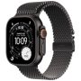 Apple Watch Ultra 3, 49mm, Black Titanium, Titanium Milanese Loop, Black - S