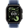 Apple Watch Ultra 3, 49mm, Black Titanium, Trail Loop, Blue/Bright Blue - S/M