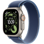 Apple Watch Ultra 3, 49mm, Natural Titanium, Trail Loop, Blue/Bright Blue - M/L