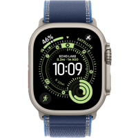 Apple Watch Ultra 3, 49mm, Natural Titanium, Trail Loop, Blue/Bright Blue - M/L