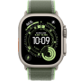 Apple Watch Ultra 3, 49mm, Natural Titanium, Trail Loop, Green/Neon - S/M