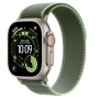 Apple Watch Ultra 3, 49mm, Natural Titanium, Trail Loop, Green/Neon - S/M