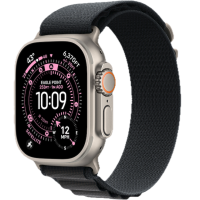 Apple Watch Ultra 3, 49mm, Natural Titanium, Alpine Loop, Black - L