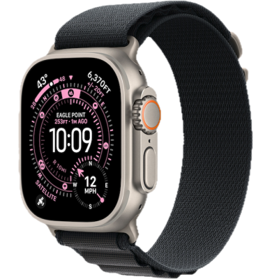 Apple Watch Ultra 3, 49mm, Natural Titanium, Alpine Loop, Black - L