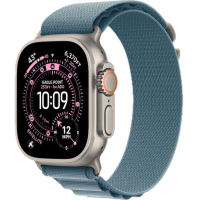 Apple Watch Ultra 3, 49mm, Natural Titanium, Alpine Loop, Light Blue - M