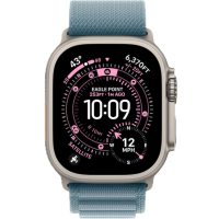 Apple Watch Ultra 3, 49mm, Natural Titanium, Alpine Loop, Light Blue - M