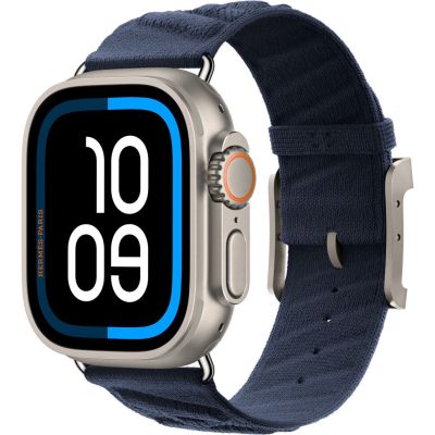 Apple Watch Hermes Ultra 3, 49mm, Natural Titanium, ремешок En Mer, Bleu Nuit