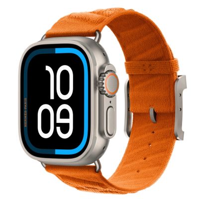 Apple Watch Hermes Ultra 3, 49mm, Natural Titanium, ремешок En Mer, Orange