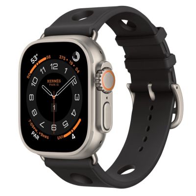 Apple Watch Hermes Ultra 3, 49mm, Natural Titanium, ремешок Scub’H Diving, Noir