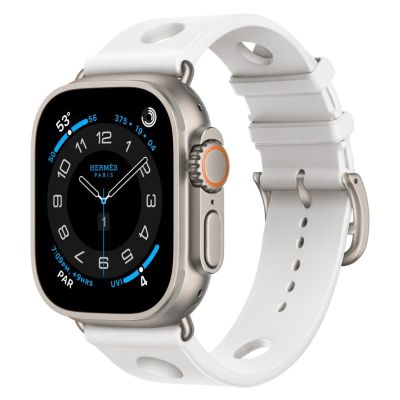 Apple Watch Hermes Ultra 3, 49mm, Natural Titanium, ремешок Scub’H Diving, Blanc